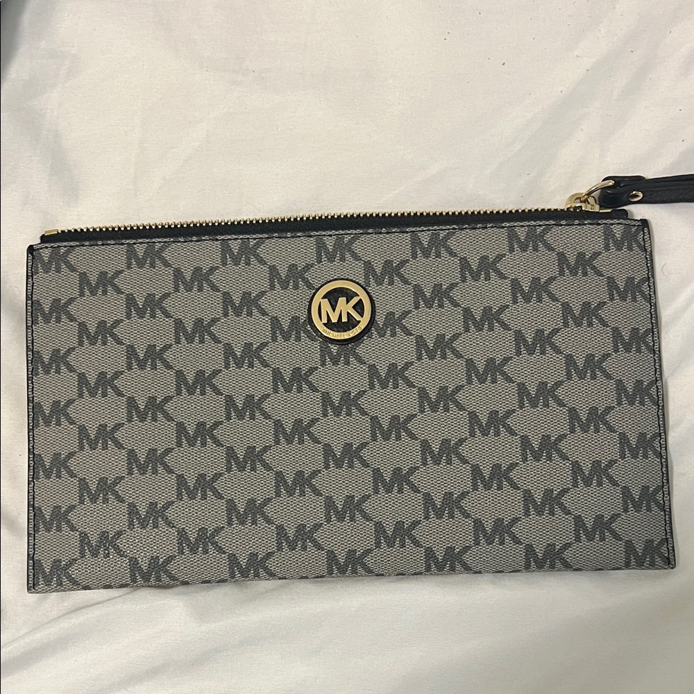 Michael Kors Black and Gray Logo Clutch